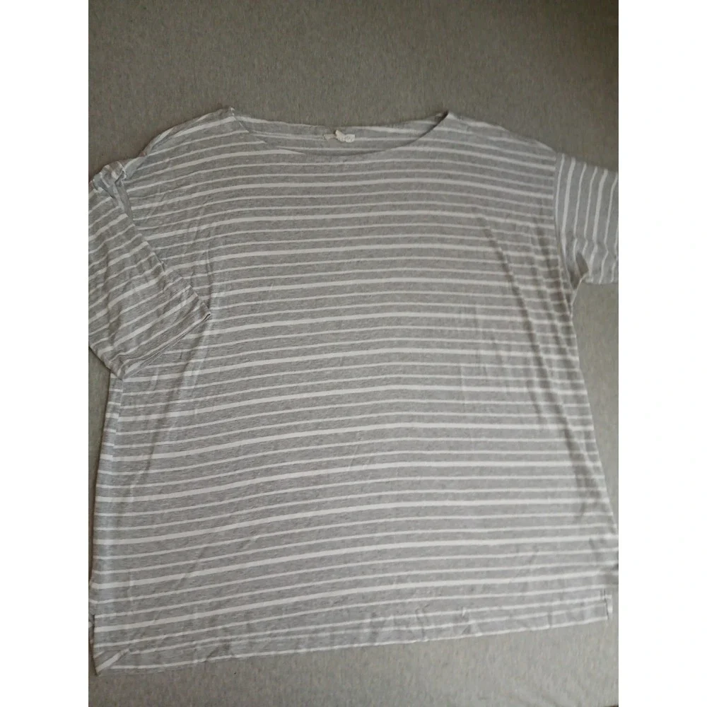 Eileen Fisher Top XL Tencel Jersey Stretch Striped Office Layers Minimalist